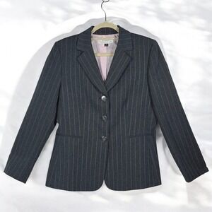 Tahari Arthur S. Levine Women's Gray Pink Pinstripe Blazer Jacket Size 12 Career